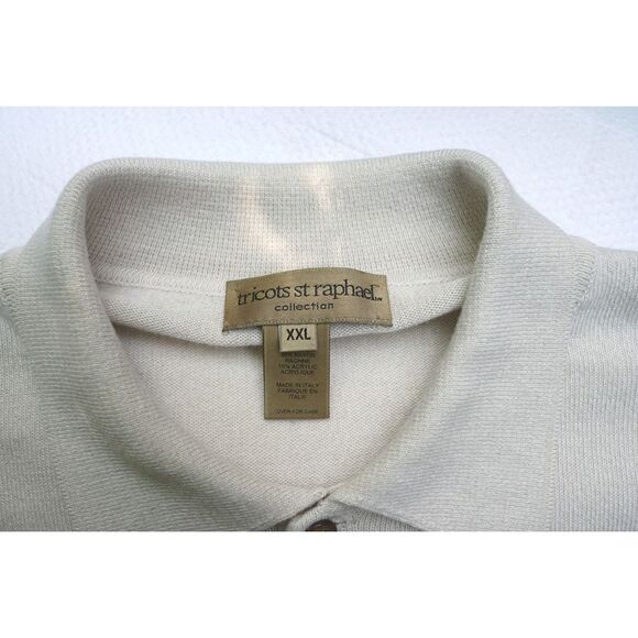 Tricots St. Raphael Beige Knit Collared 1/4 Button Up Sweater - Picture 4 of 7